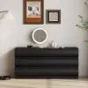 Humply 150 cm Black Leather 9-Drawer Dresser