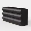 Humply 150 cm Black Leather 9-Drawer Dresser