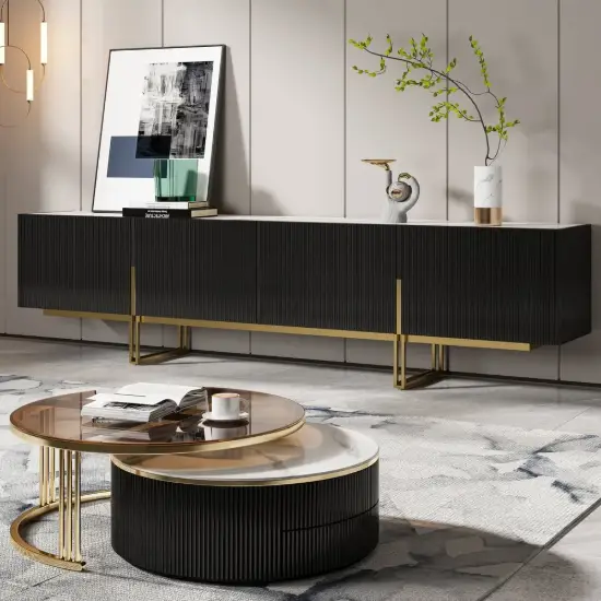 Grovyn 2400 mm TV Stand & Nesting Coffee Table Set