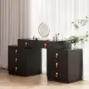 Chanor Retractable Champagne Makeup Vanity Closet Island with Glass Top – AUD-H2311