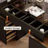 Chanor Retractable Champagne Makeup Vanity Closet Island with Glass Top – AUD-H2311