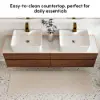 Modern 150 cm Floating Double Bathroom Vanity with Stone Resin Top, Ceramic Basin