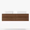 Modern 150 cm Floating Double Bathroom Vanity with Stone Resin Top, Ceramic Basin