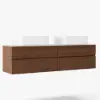 Modern 150 cm Floating Double Bathroom Vanity with Stone Resin Top, Ceramic Basin