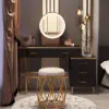 Modern Extendable Dressing Table with 5 Drawers, Stool & LED Mirror