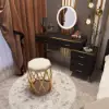Modern Extendable Dressing Table with 5 Drawers, Stool & LED Mirror
