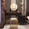 Modern Extendable Dressing Table with 5 Drawers, Stool & LED Mirror