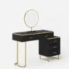 Modern Extendable Dressing Table with 5 Drawers, Stool & LED Mirror