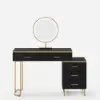 Modern Extendable Dressing Table with 5 Drawers, Stool & LED Mirror