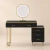 Modern Extendable Dressing Table with 5 Drawers, Stool & LED Mirror