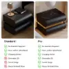 Picture of Humply Black Faux Leather 2-Drawer LED Nightstand with Charging Station, Set of 2