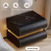 Picture of Humply Black Faux Leather 2-Drawer LED Nightstand with Charging Station, Set of 2