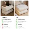 Picture of Humply White Faux Leather 2-Drawer LED Nightstand with Charging Station, Set of 2