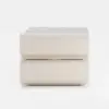 Picture of Humply White Faux Leather 2-Drawer LED Nightstand with Charging Station, Set of 2