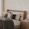 Modern Queen Natural Platform Bed with Boucle Headboard Pillows