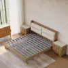 Modern Queen Natural Platform Bed with Boucle Headboard Pillows