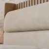 Modern Queen Natural Platform Bed with Boucle Headboard Pillows