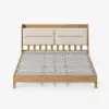 Modern Queen Natural Platform Bed with Boucle Headboard Pillows