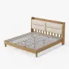 Modern Queen Natural Platform Bed with Boucle Headboard Pillows