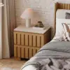Picture of Florva Ash Wood 2-Drawer Nightstand with Faux Travertine-Top – AUD-H2318