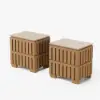 Florva Ash Wood 2-Drawer Nightstand with Faux Travertine Top Set of 2 – AUD-H2319