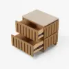 Florva Ash Wood 2-Drawer Nightstand with Faux Travertine Top Set of 2 – AUD-H2319