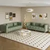 Axial 200 cm Faux Leather Fluted Sofa with Gold Legs & Pillows, Set of 2 – Aurora Performance – AUD-H2320