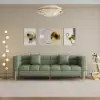 Axial 200 cm Faux Leather Fluted Sofa with Gold Legs & Pillows, Set of 2 – Aurora Performance – AUD-H2320