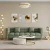Axial 200 cm Faux Leather Fluted Sofa with Gold Legs & Pillows, Set of 2 – Aurora Performance – AUD-H2320