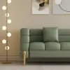 Axial 200 cm Faux Leather Fluted Sofa with Gold Legs & Pillows, Set of 2 – Aurora Performance – AUD-H2320