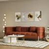 Axial 200 cm Boucle Fluted Sofa with Gold Legs & Pillows, Set of 2 – Aurora – AUD-H2321