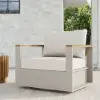 Picture of Tevara Outdoor Teak & Aluminium Swivel Lounge Chair in Sand, Set of 2