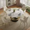 Dining Set 1350mm Modern Style Round Sintered Stone Dining Table with 4 Chairs