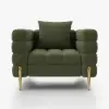 Picture of Axial Boucle Upholstered Accent Chair 2007 mm Boucle Fluted Sofa with Gold Legs & Pillows – AUD-H2326