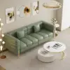 Axial Performance Leather Accent Chair 2007 mm Fluted Sofa with Gold Legs & Pillows – AUD-H2327