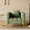 Axial Performance Leather Accent Chair 2007 mm Fluted Sofa with Gold Legs & Pillows – AUD-H2327