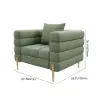 Axial Performance Leather Accent Chair 2007 mm Fluted Sofa with Gold Legs & Pillows – AUD-H2327