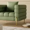 Axial Performance Leather Accent Chair 2007 mm Fluted Sofa with Gold Legs & Pillows – AUD-H2327