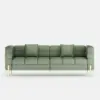 Axial Performance Leather Accent Chair 2007 mm Fluted Sofa with Gold Legs & Pillows – AUD-H2327