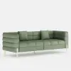 Axial Performance Leather Accent Chair 2007 mm Fluted Sofa with Gold Legs & Pillows – AUD-H2327