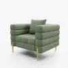 Axial Performance Leather Accent Chair 2007 mm Fluted Sofa with Gold Legs & Pillows – AUD-H2327