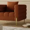 Picture of Axial Boucle Upholstered Accent Chair 2007 mm Boucle Fluted Sofa with Gold Legs & Pillows – AUD-H2328