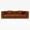 Picture of Axial Boucle Upholstered Accent Chair 2007 mm Boucle Fluted Sofa with Gold Legs & Pillows – AUD-H2328