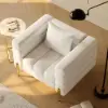 Axial Performance Leather Accent Chair 2007 mm Fluted Sofa with Gold Legs & Pillows – AUD-H2329