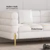 Axial Performance Leather Accent Chair 2007 mm Fluted Sofa with Gold Legs & Pillows – AUD-H2329