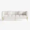 Axial Performance Leather Accent Chair 2007 mm Fluted Sofa with Gold Legs & Pillows – AUD-H2329