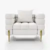 Axial Performance Leather Accent Chair 2007 mm Fluted Sofa with Gold Legs & Pillows – AUD-H2329
