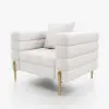 Axial Performance Leather Accent Chair 2007 mm Fluted Sofa with Gold Legs & Pillows – AUD-H2329