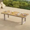 Tevara 8-piece Rectangle Wood & Aluminium Outdoor Dining Set with Central Pillar Umbrella