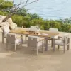 Tevara 7 Pieces Rectangle Teak & Aluminium Outdoor Patio Dining Set for 6 Persons